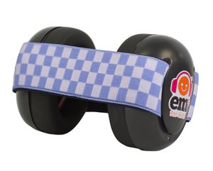 Ems for Kids Baby Earmuffs - Blue/White on Black