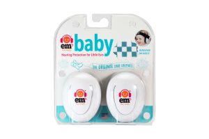 Ems for Kids Baby Earmuffs - White Cups with Blue/White Headband