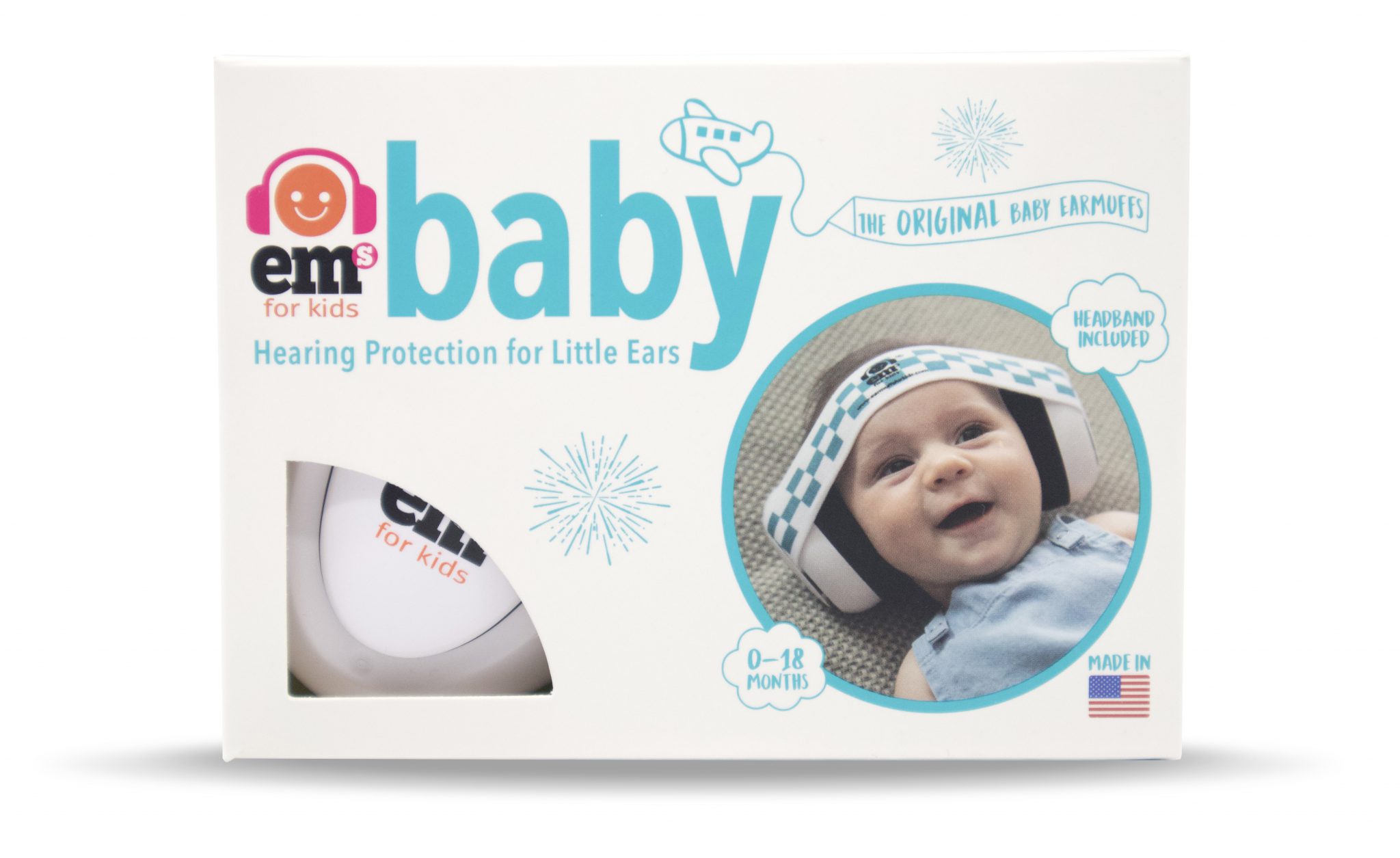 Baby Earmuffs White with Coral Ems for Kids Earmuffs