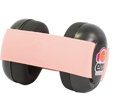 Ems for Kids Baby Earmuffs - Coral on Black