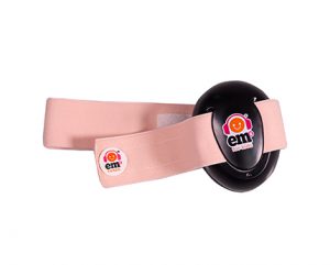 Ems for Kids Baby Earmuffs - Coral on Black Unfolded