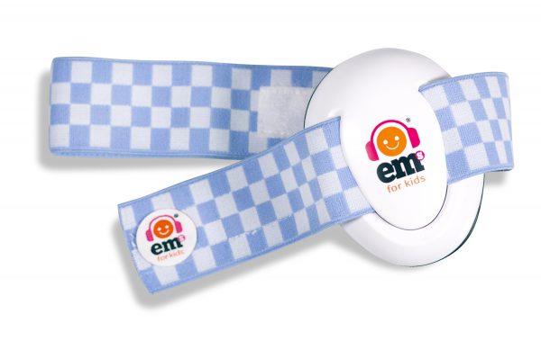 Ems for Kids Baby Earmuffs - Blue/White on White