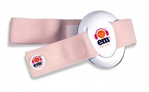 Ems for Kids Baby Earmuffs - Coral on White