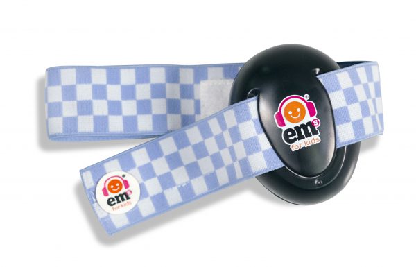 Ems for Kids Baby Earmuffs - Blue/White on Black