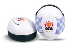 Ems for Kids Baby Earmuffs - Blue/White on White