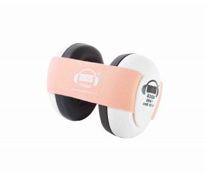 White Ems for Bubs Baby Earmuffs - Coral
