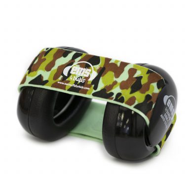 Em's 4 Bubs 1st Generation Baby Earmuffs - BLACK WITH ARMY CAMO