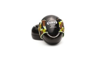 Em's 4 Bubs 1st Generation Baby Earmuffs - BLACK WITH ARMY CAMO - Side Cup