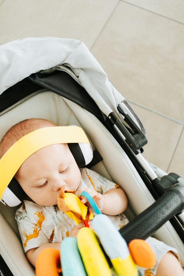Baby in Yellow on White BABY Earmuffs